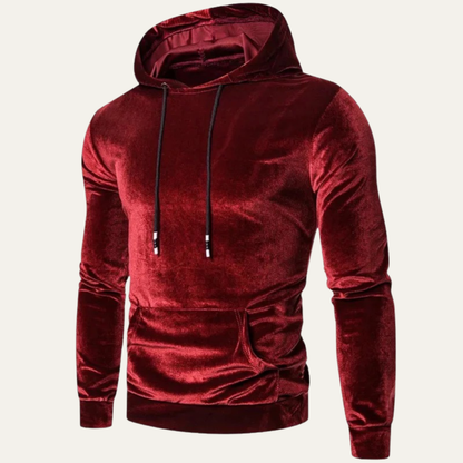 Men’s Velvet Pullover Hoodie with Kangaroo Pocket