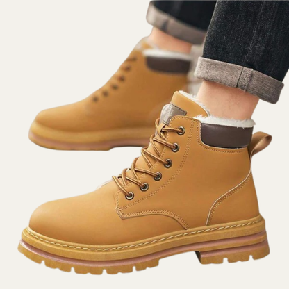 Men’s Rugged Faux Fur Lined Lace Up Hiking Boots