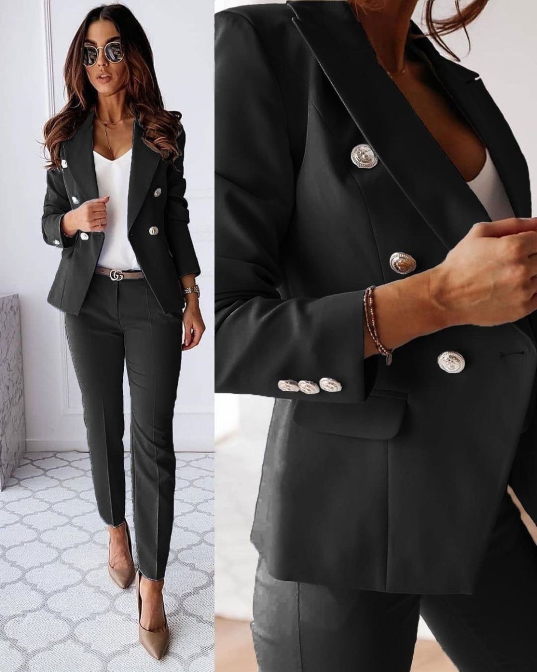 Classic Women's Two-Button Business Suit - BritishElegance