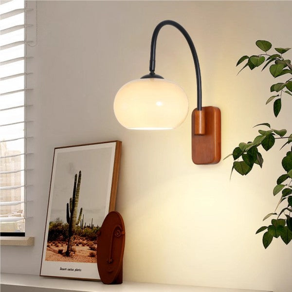 Stylish Round Glass Adjustable Wall Lamp - BritishElegance