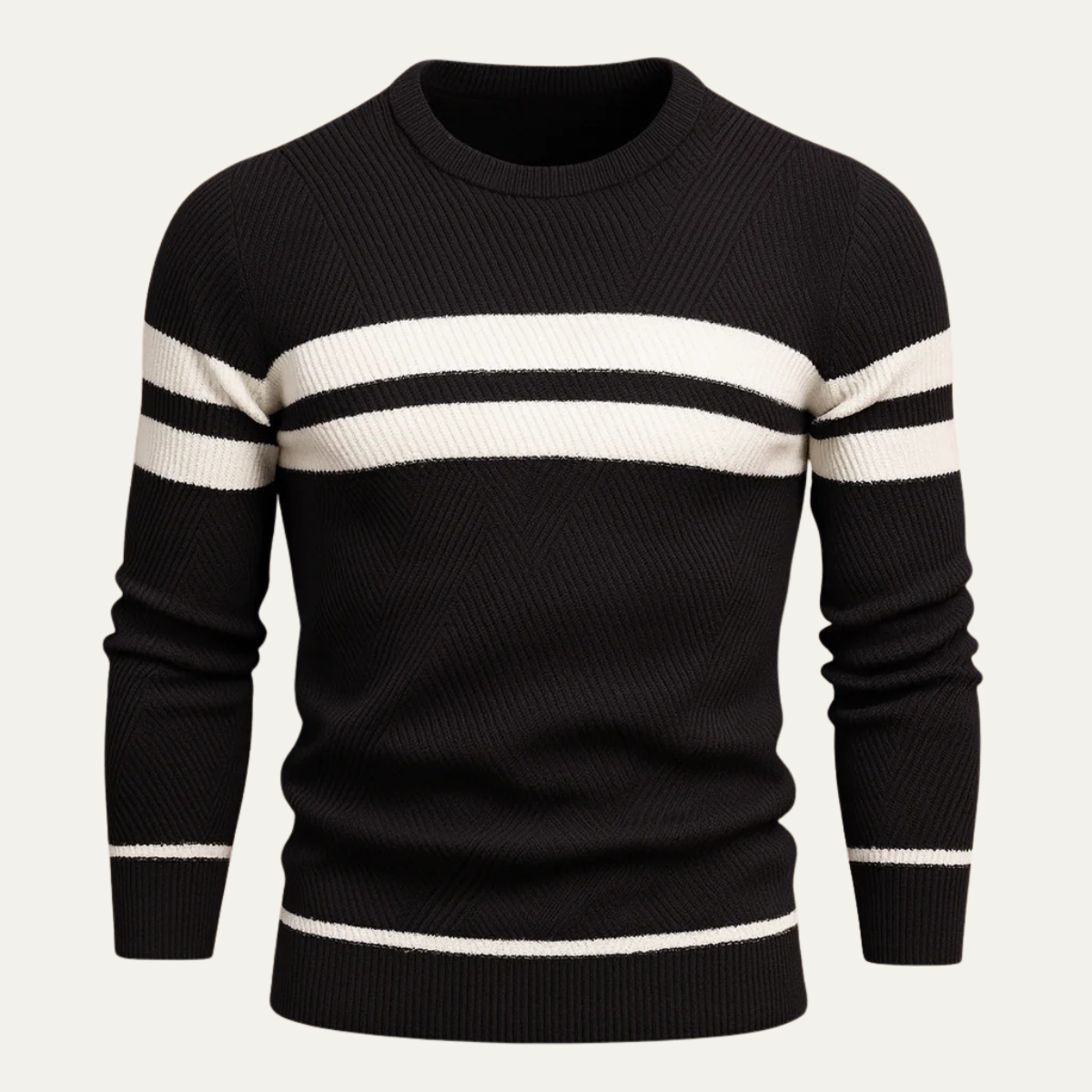 Men’s Ribbed Stripe Crewneck Sweater