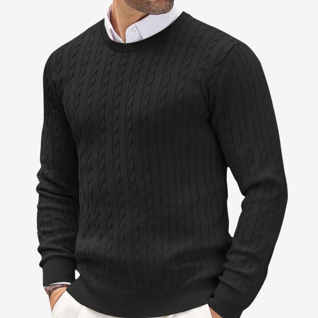 Classic Men's Cable Knit Crew Sweater