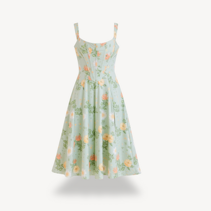 Women's Floral Print Midi Dress Cotton