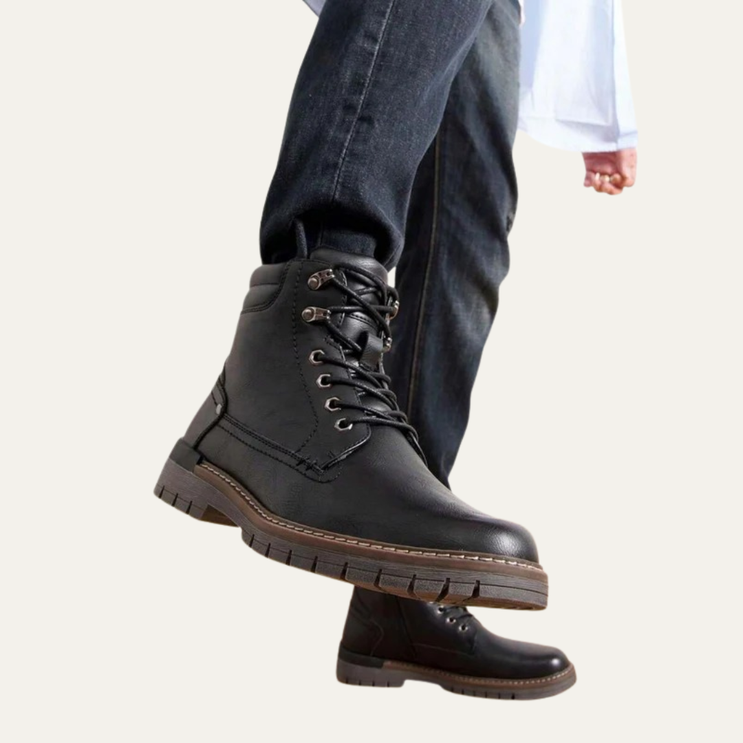 Men’s Military Style Lace Up Combat Boots with Lug Sole