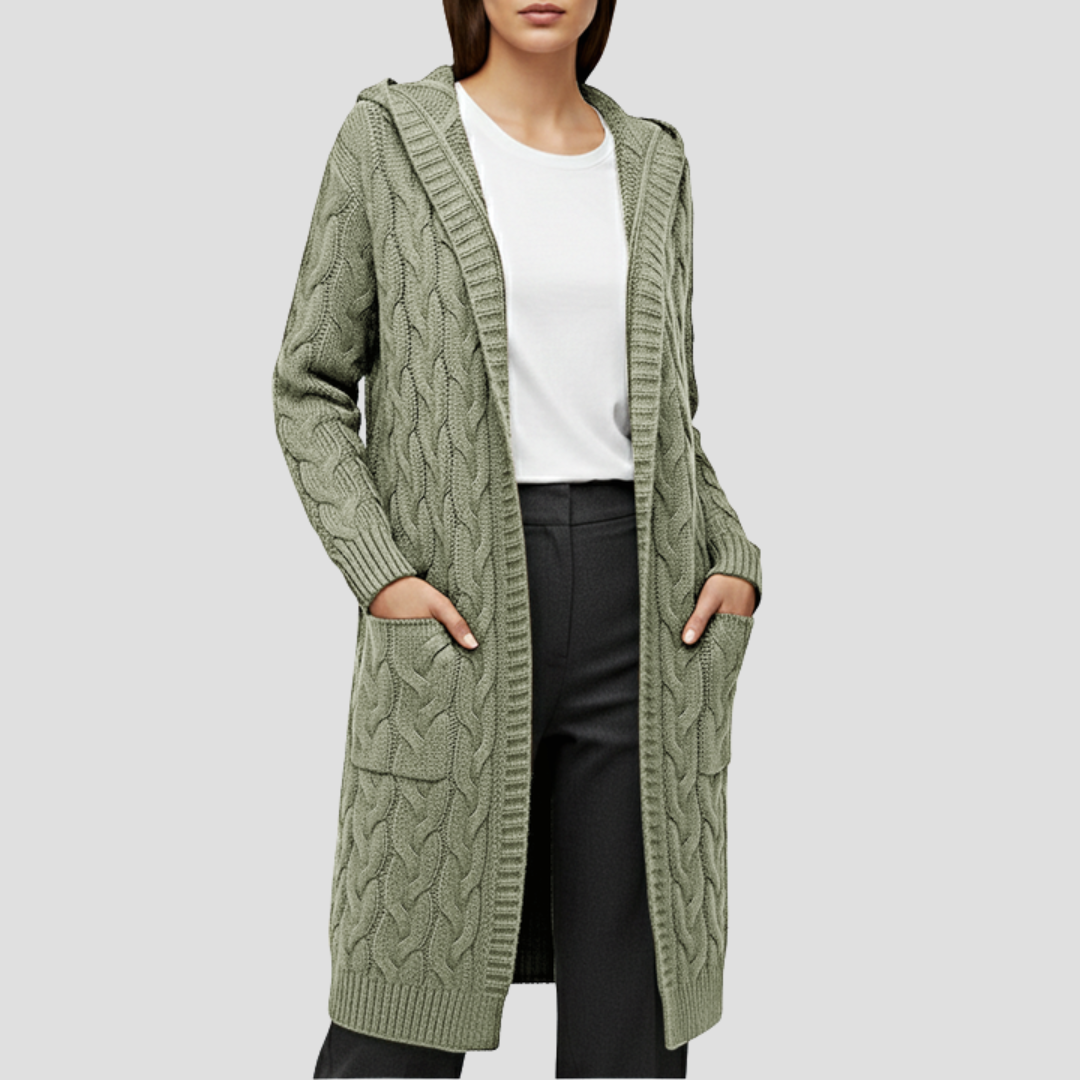 Cozy Cable Knit Open Front Cardigan