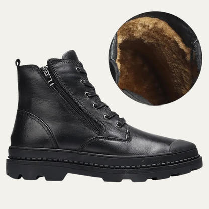 The Corvara Men’s Warm Fur Lined Leather Winter Ankle Boots