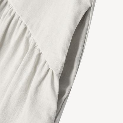 Linen Maxi Dress Women V-Neck Long Sleeve