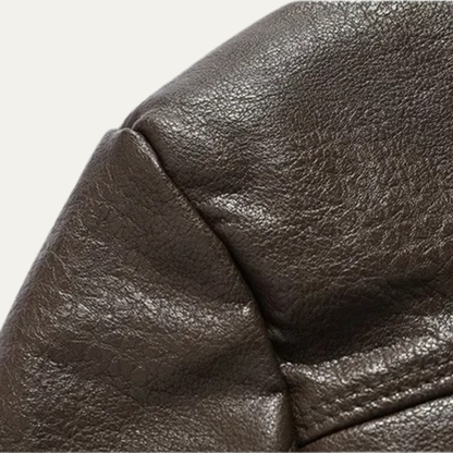 Men’s Faux Leather Coat with Shearling Lining