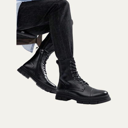 Men’s Cap Toe Combat Boots with Side Zipper
