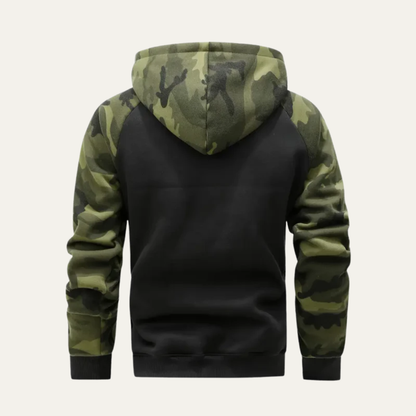 Men’s Camouflage Sleeve Sporty Zip Up Hoodie