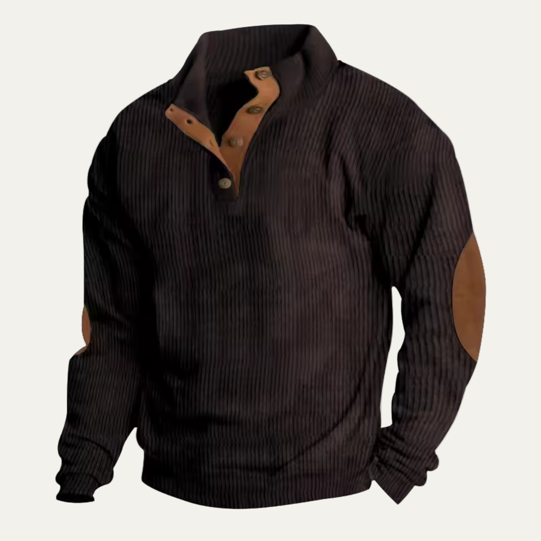 Men’s Loose Knit Buckle Neck Casual Sweater Hoodie