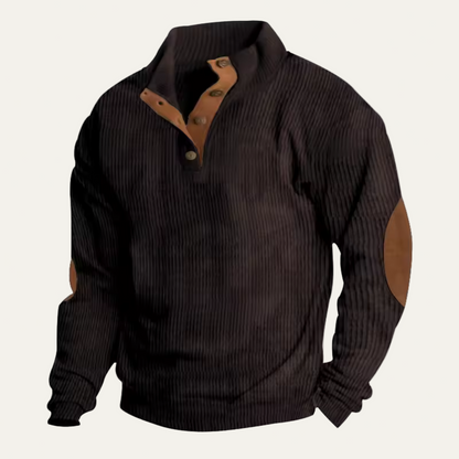 Men’s Loose Knit Buckle Neck Casual Sweater Hoodie