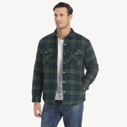 Plaid Fleece Lined Jacket for Men