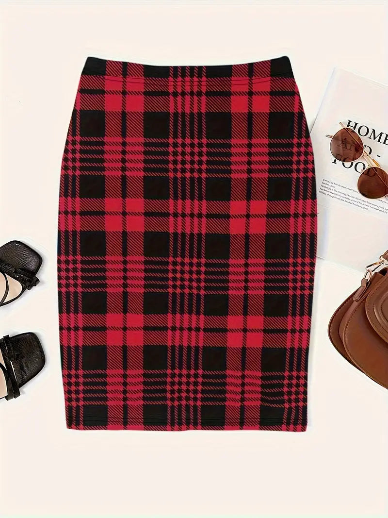 Lexi Spring Slim Plaid Skirt