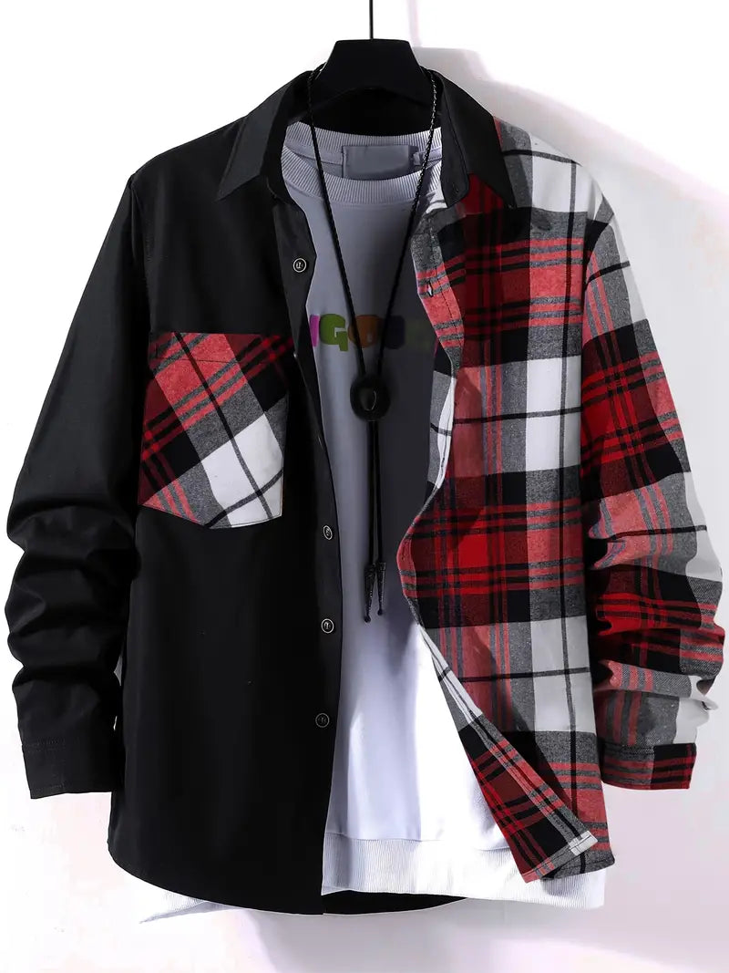 Men's long-sleeve checked button-down shirt by Joseph