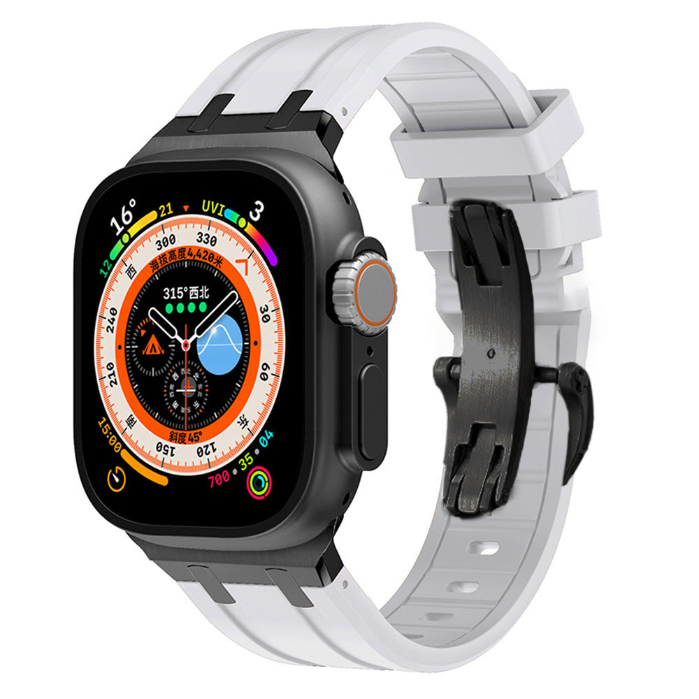 Durable Silicone Strap for Apple Watch with Metal Clamp
