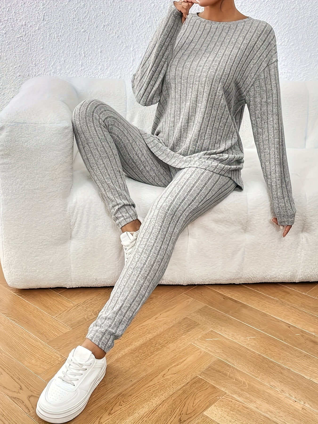 Comfy Women's 2-Piece Long Sleeve Tee and High Waist Pants Set