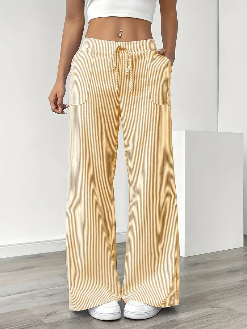 Stylish Stripe Trousers with Pockets in Fashion Colors - BritishElegance