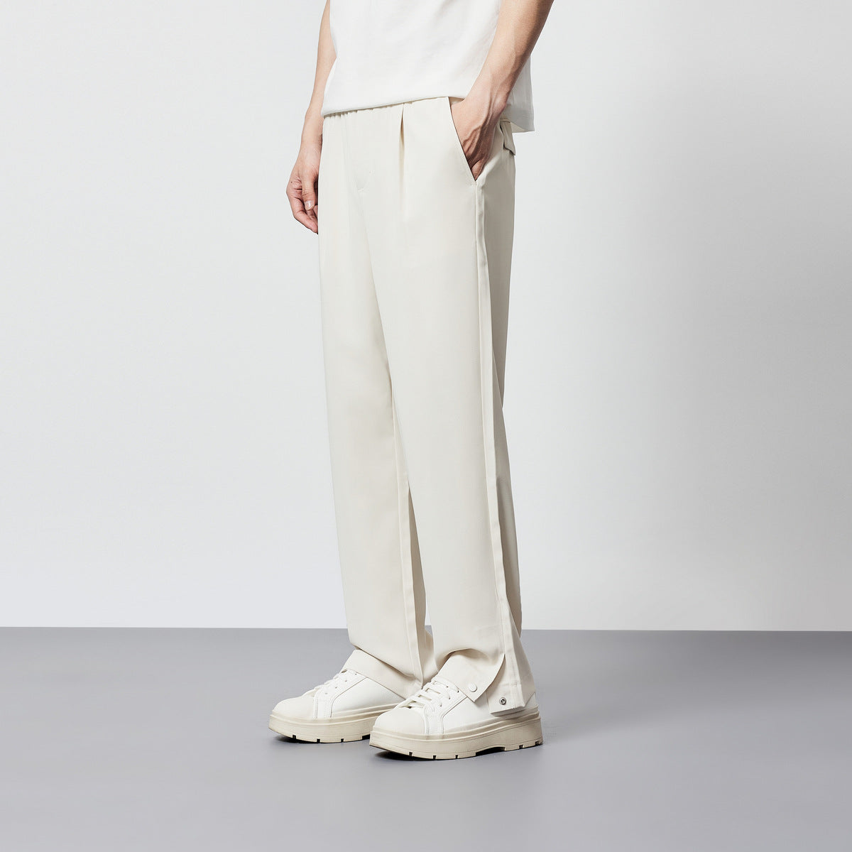 Relaxed Fit Men's Wide Leg Dress Pants