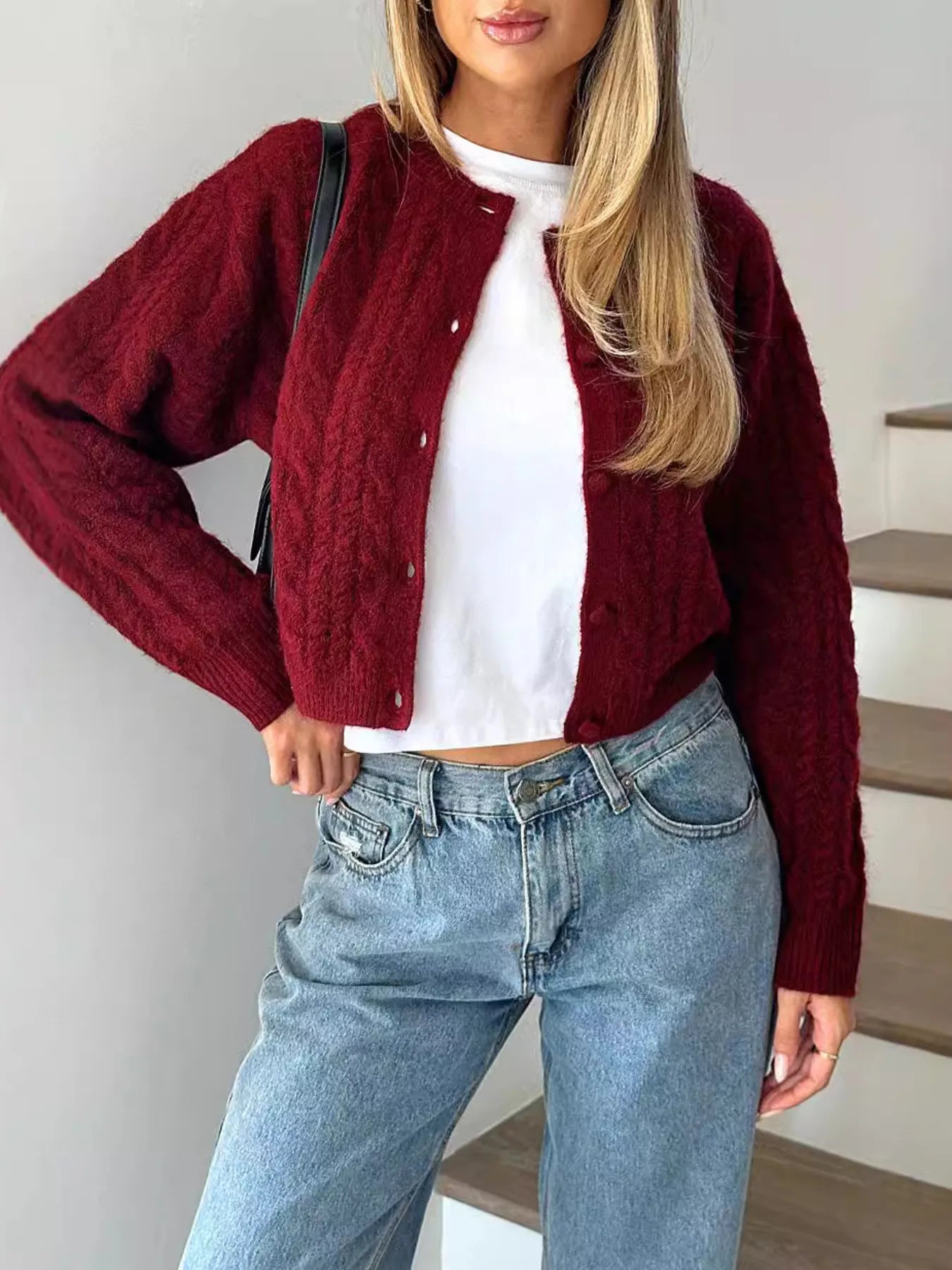 Cozy Textured Button Front Sweater - BritishElegance