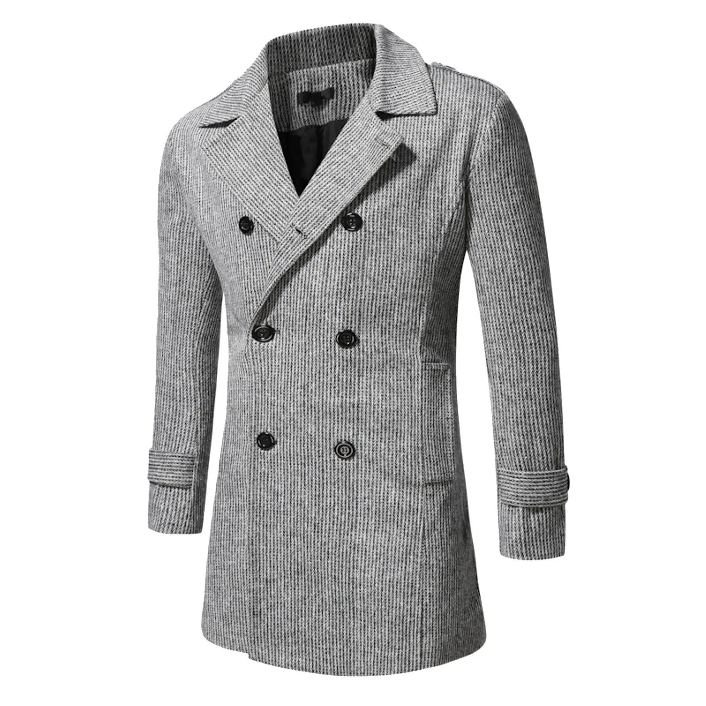 Classic Stripe Double Breasted Coat - BritishElegance