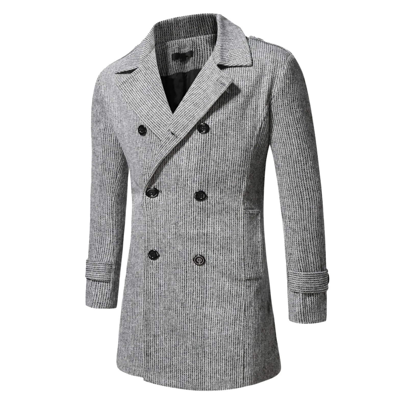 Classic Stripe Double Breasted Coat - BritishElegance