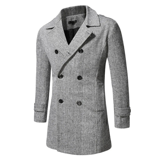 Classic Stripe Double Breasted Coat - BritishElegance