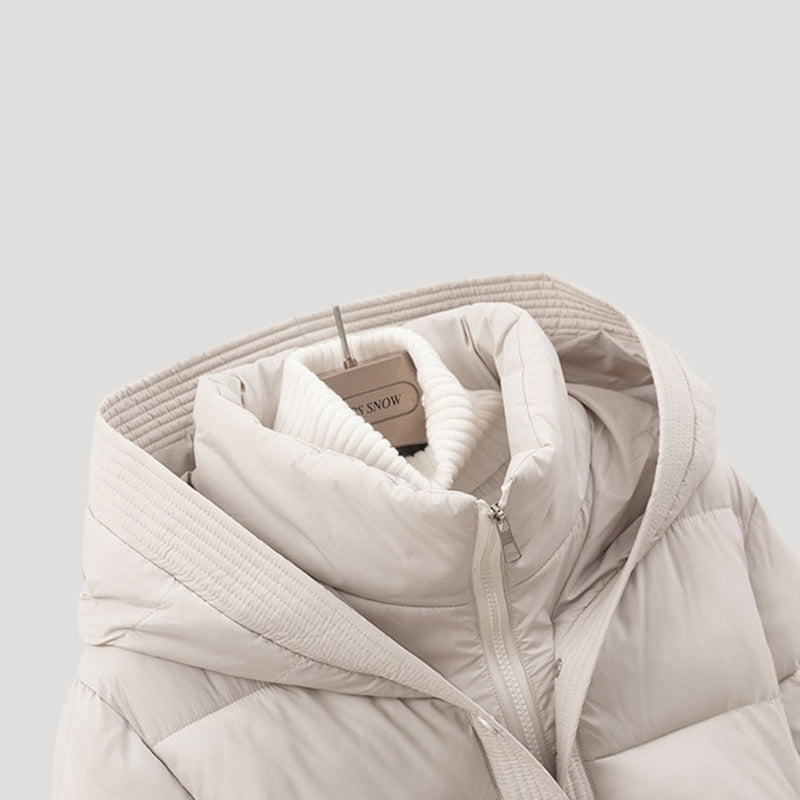 Women’s Belted Quilted Hooded Puffer Jacket
