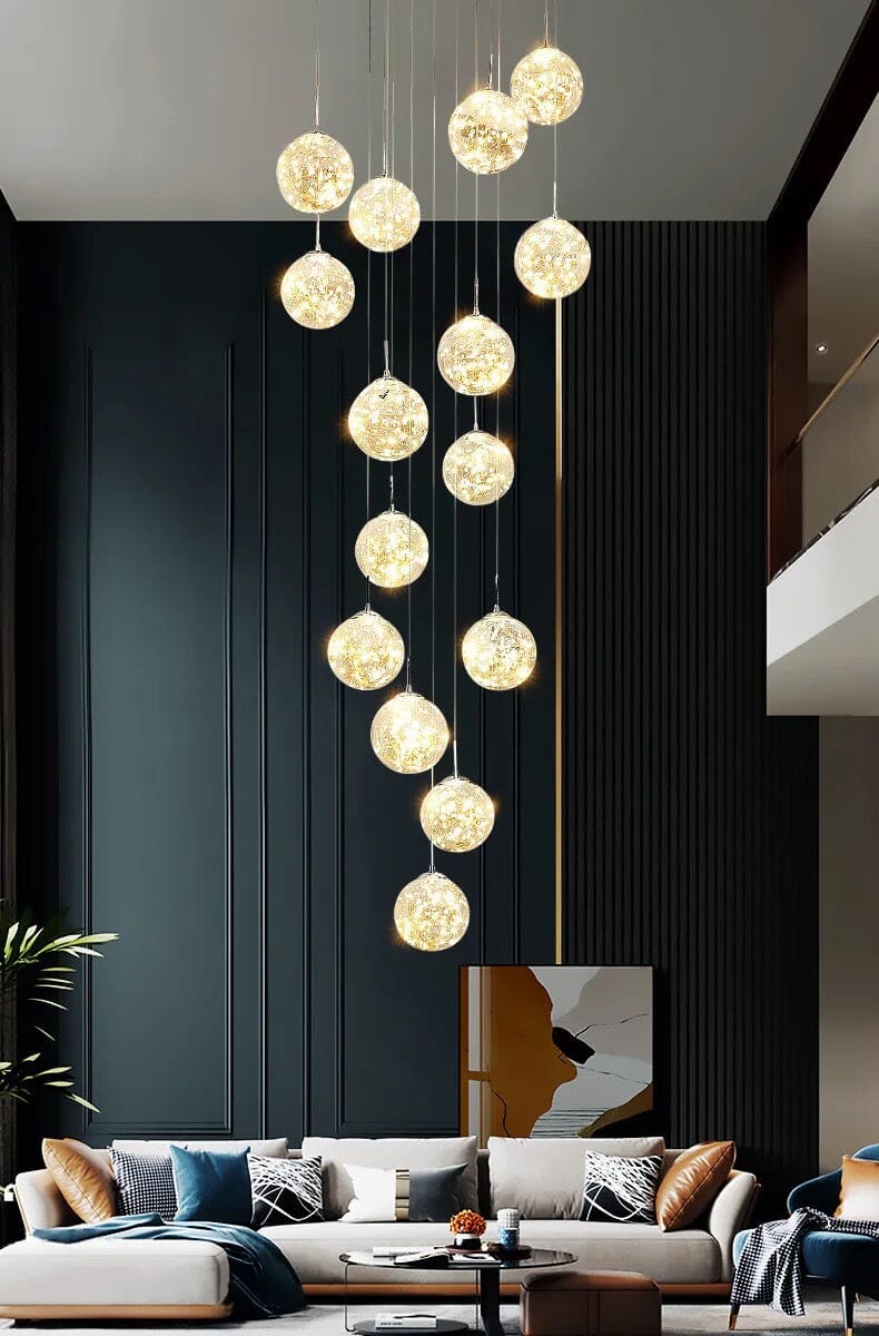 Elegant Glass Ball Staircase Lighting Fixture