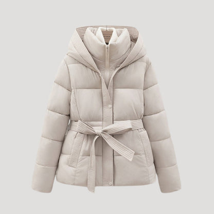 Women’s Belted Quilted Hooded Puffer Jacket