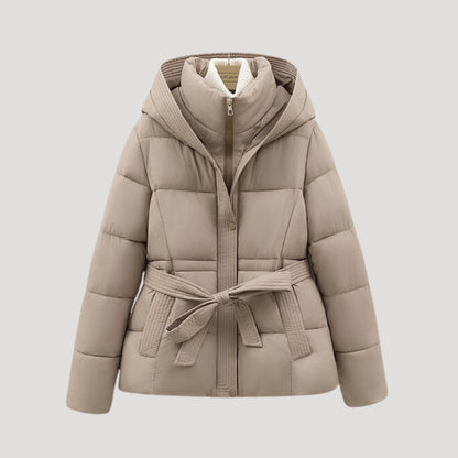 Women’s Belted Quilted Hooded Puffer Jacket