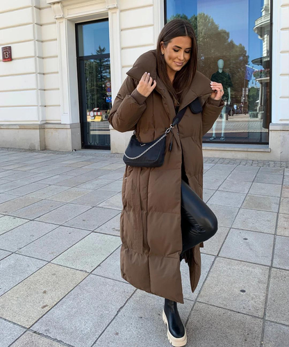 Womens Long Elegant Belted Coat – Sophisticated Outerwear for Women