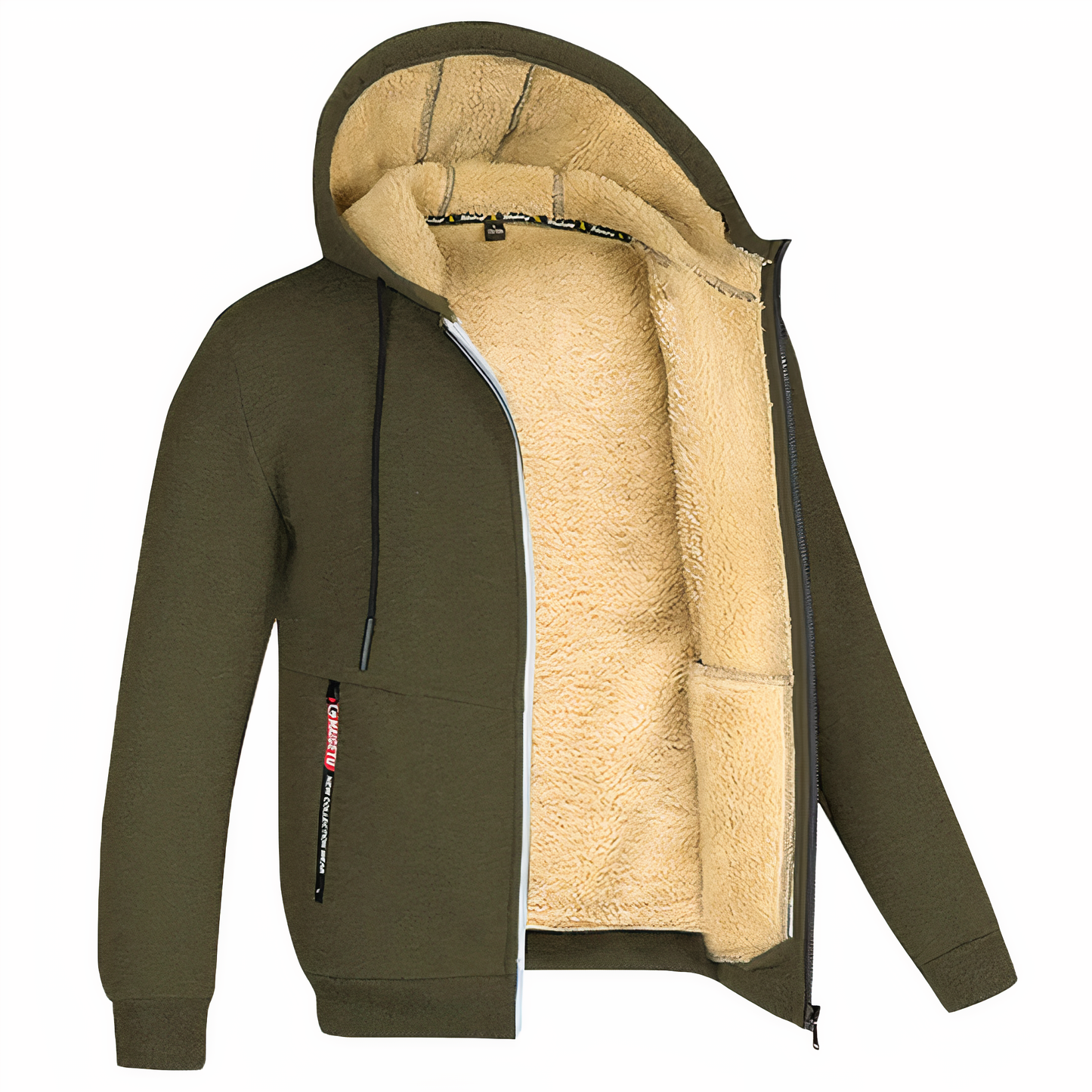 Warm Mens Fleece Hoodie Zip Jacket