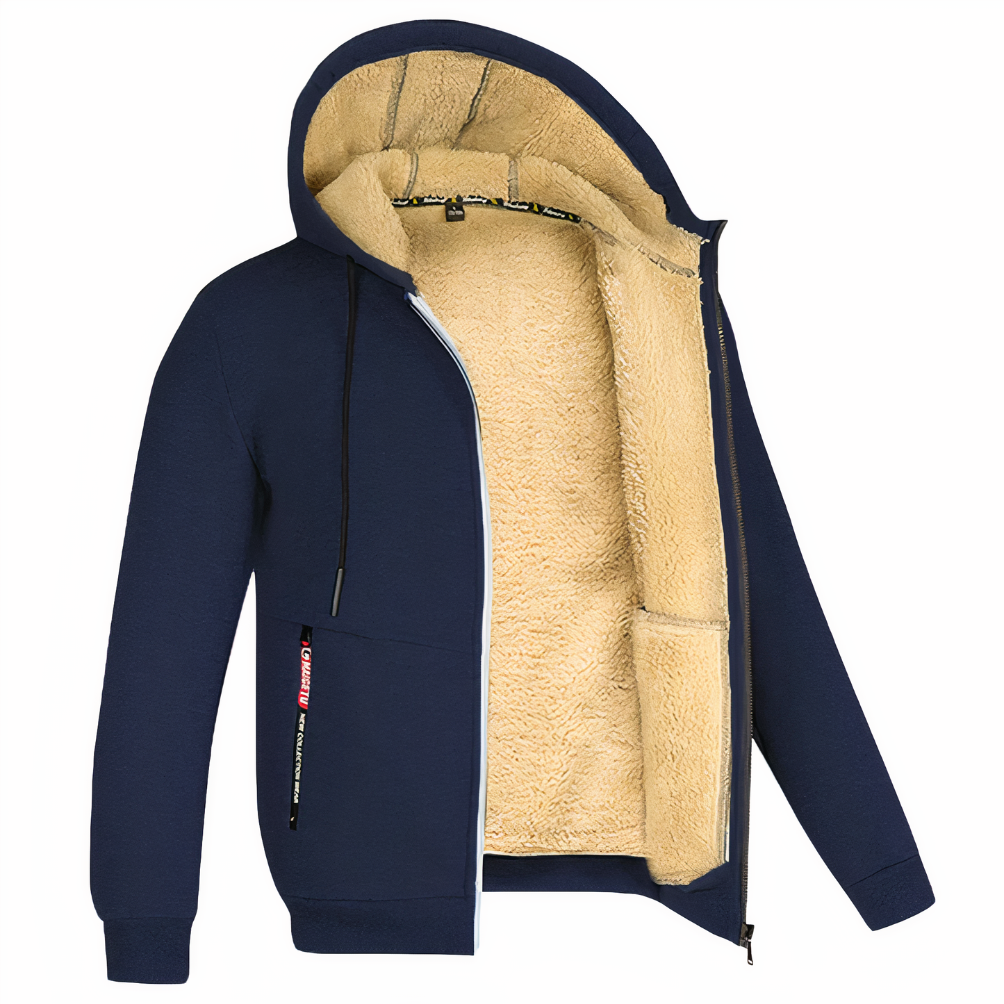 Warm Mens Fleece Hoodie Zip Jacket