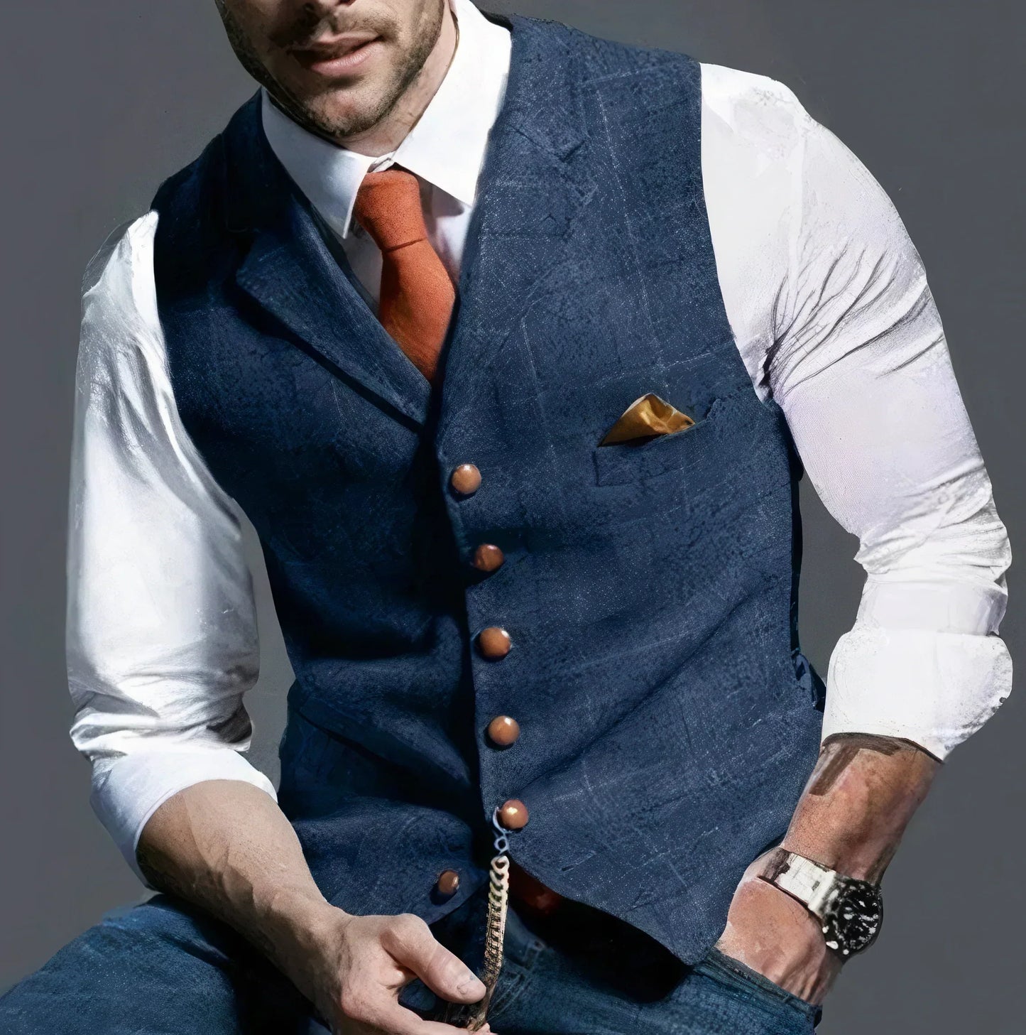 Alexander's subtly checked, elegant waistcoat
