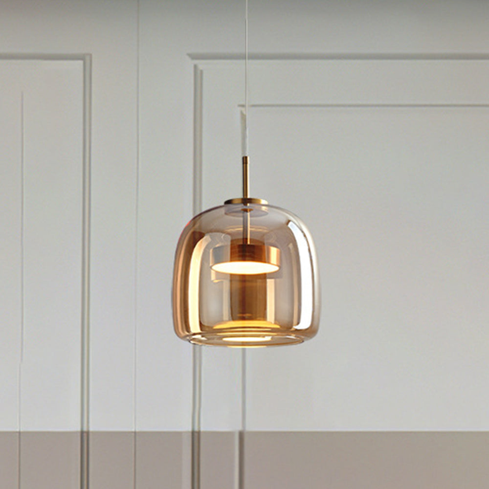 Vintage LED Hanging Light Gold Glass Pendant Lamp