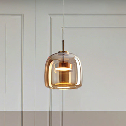 Vintage LED Hanging Light Gold Glass Pendant Lamp