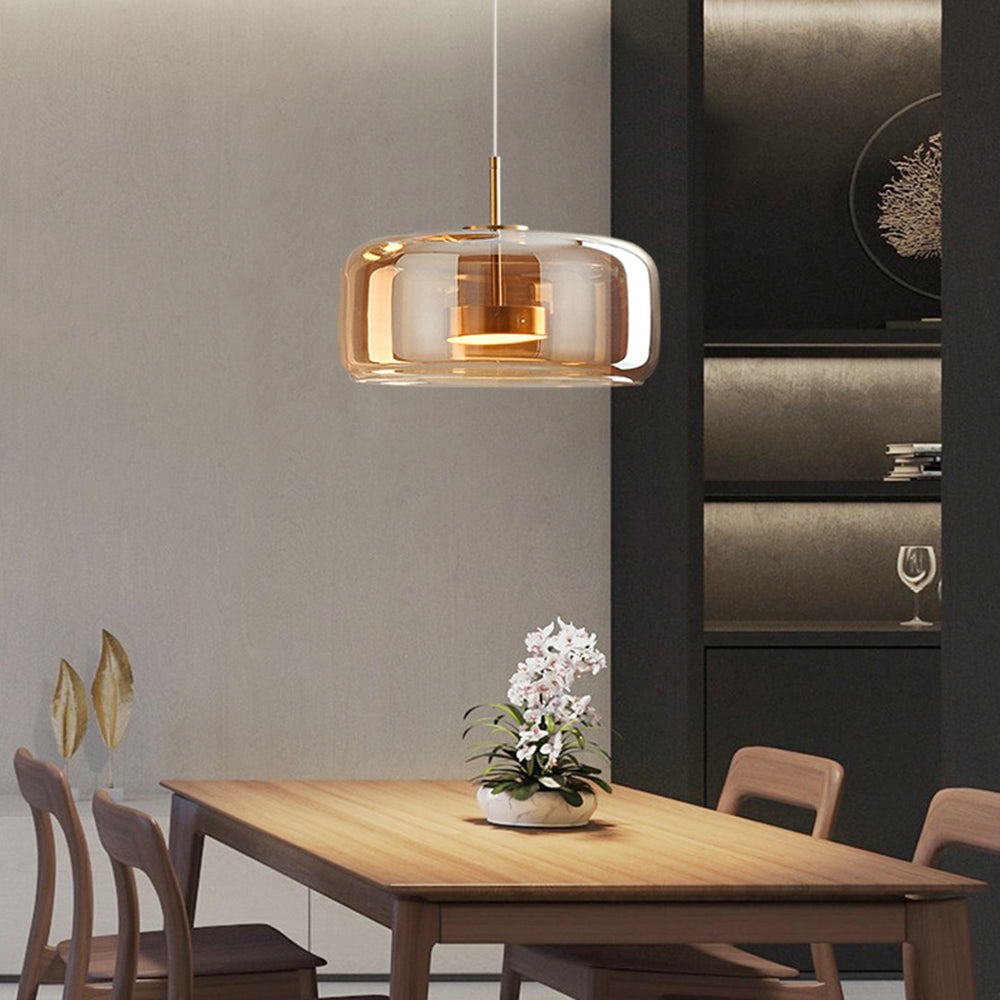Vintage LED Hanging Light Gold Glass Pendant Lamp