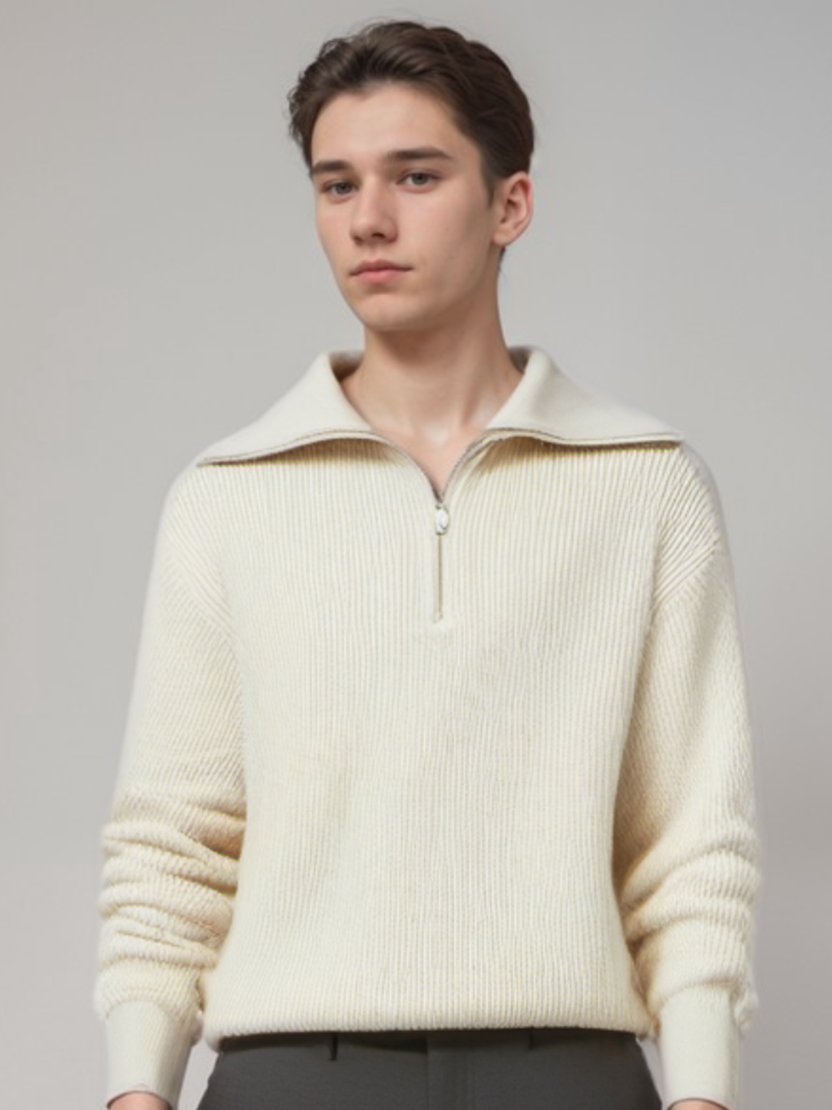 Warm Mens Striped Zip Knit Sweater - BritishElegance