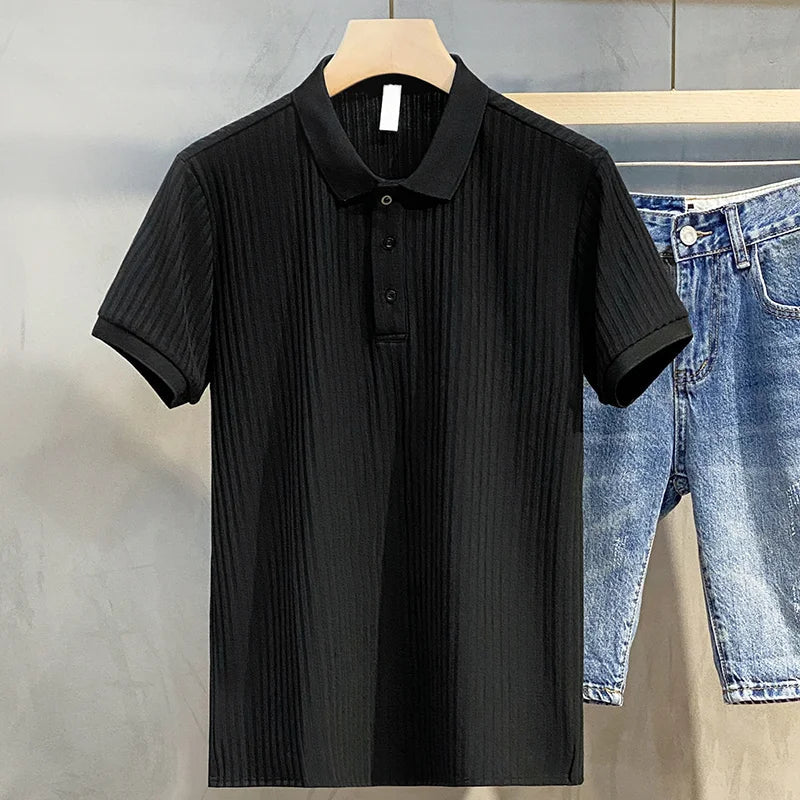 Classic Men's Striped Polo Shirt – Vintage Style Knitwear
