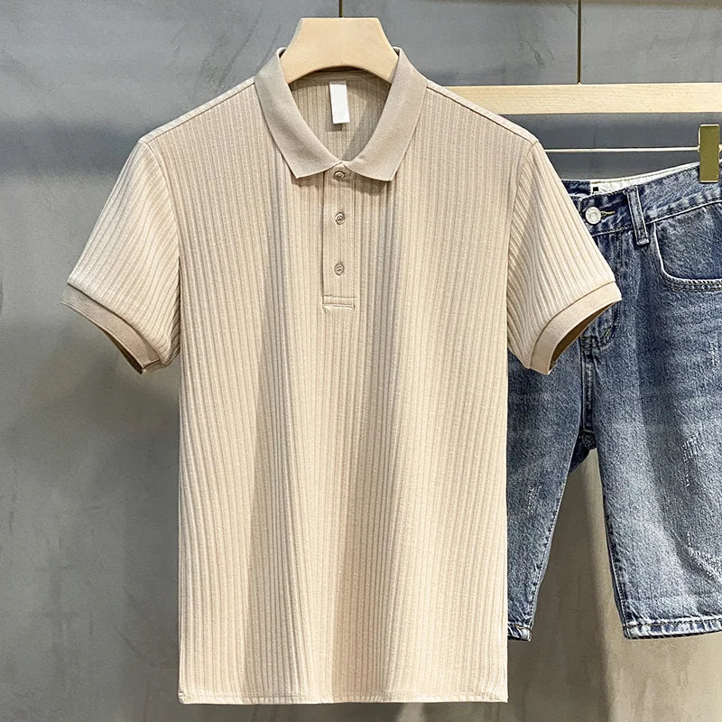 Classic Men's Striped Polo Shirt – Vintage Style Knitwear