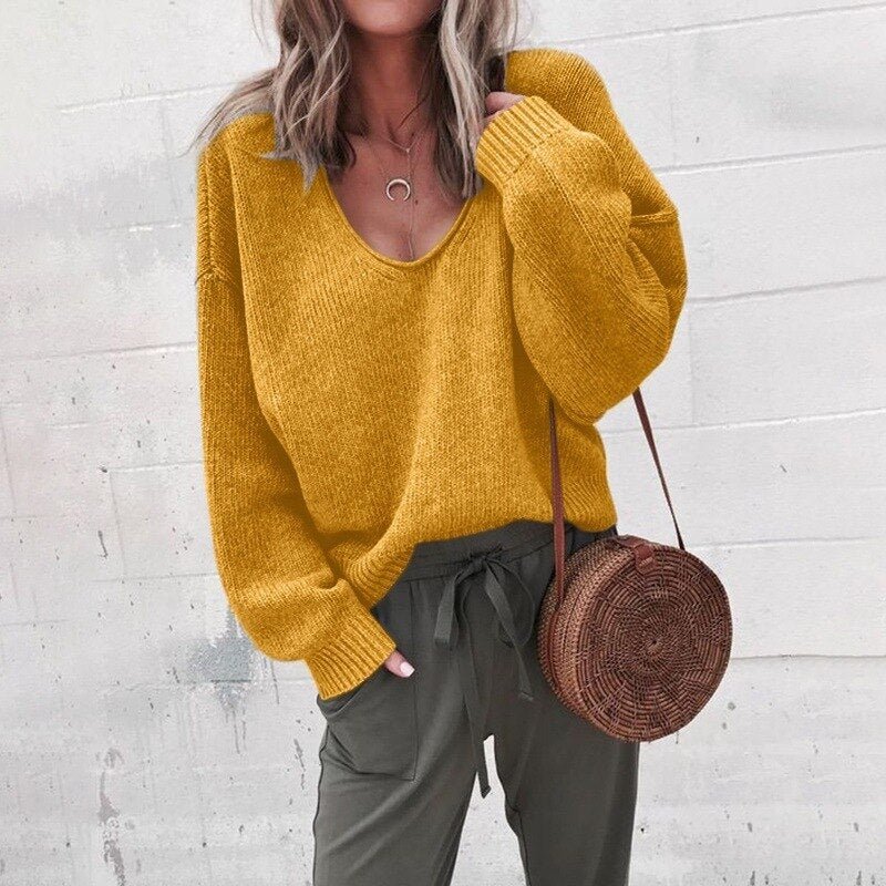Ainsley – Oversized V-Neck Knit Sweater