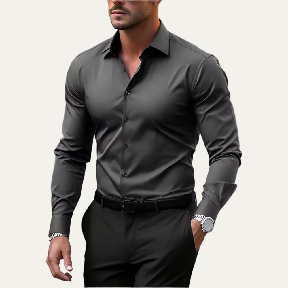 Men’s Tailored Stretch Button Front Dress Shirt