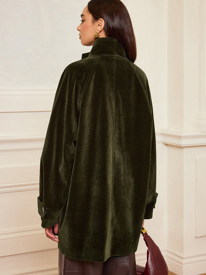Alexandria | Women’s Elegant Long Velvet Pocketed Coat