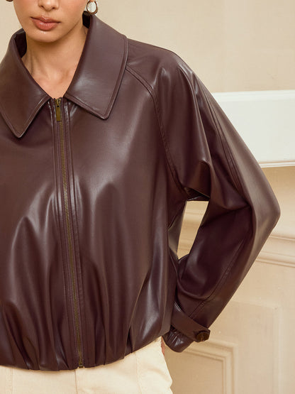 Alison | Women’s Classic Zip-Up Faux PU Cropped Jacket