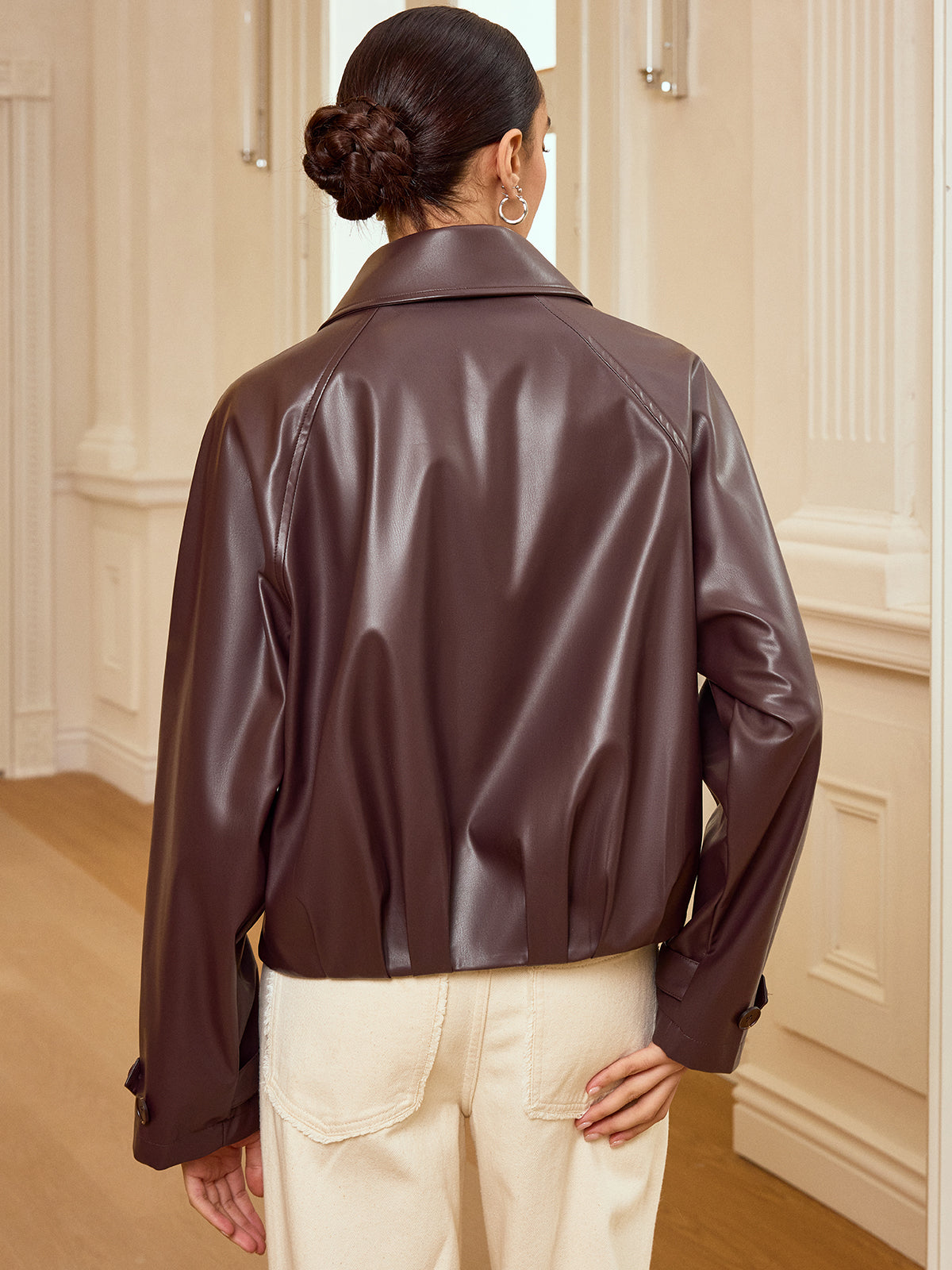 Alison | Women’s Classic Zip-Up Faux PU Cropped Jacket