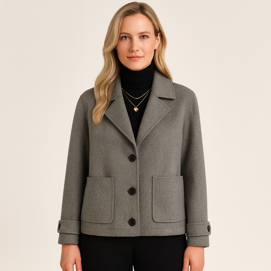 Amara | Dark Gray Wool Blend Coat with a Loose Fit