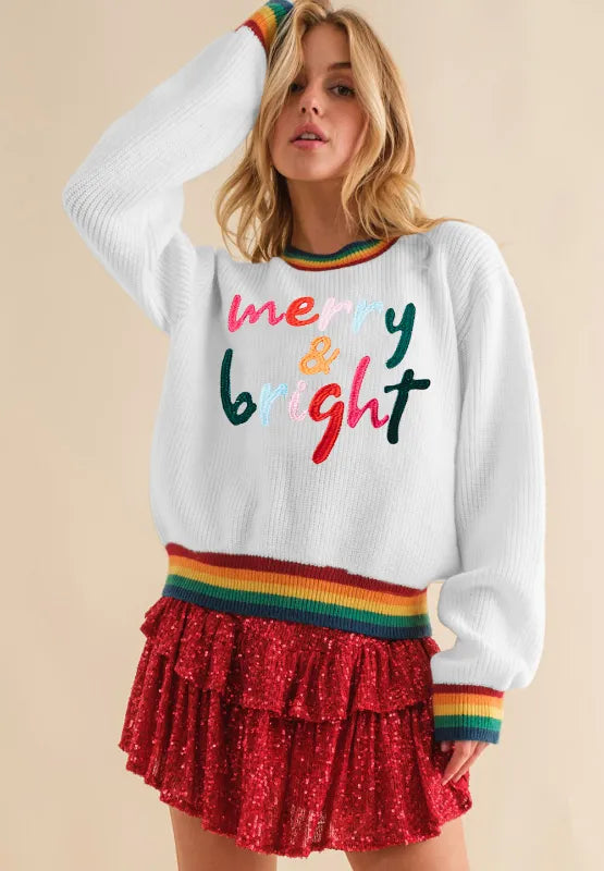 Omelia | Knitted Rainbow Women's Christmas Jumper
