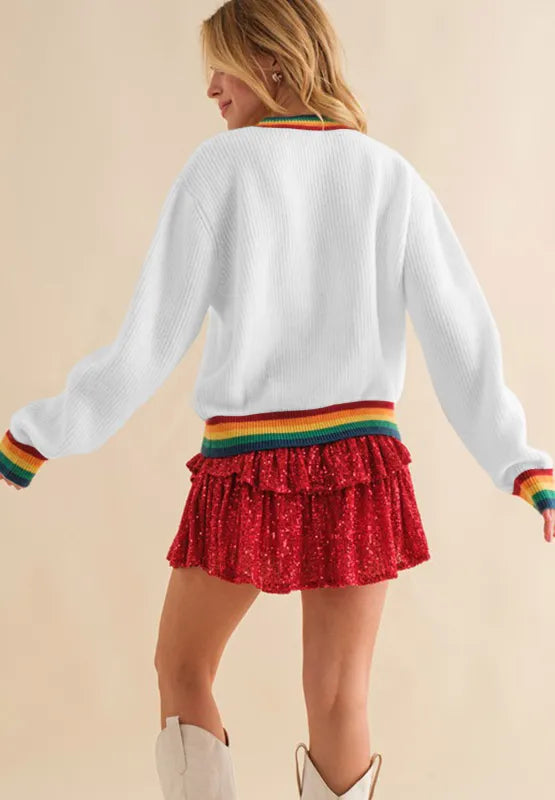 Omelia | Knitted Rainbow Women's Christmas Jumper