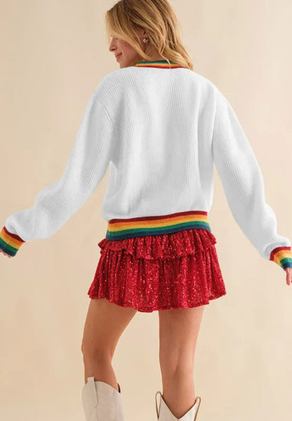 Omelia | Knitted Rainbow Women's Christmas Jumper